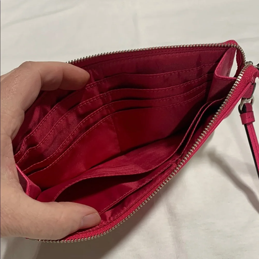 Coach‎ Pink and Tan Signature Clutch 5105